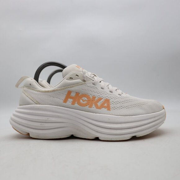 Hoka One One Bondi 8 Women's Size 8 B White Cantaloupe Athletic Running Sneakers - Picture 1 of 11
